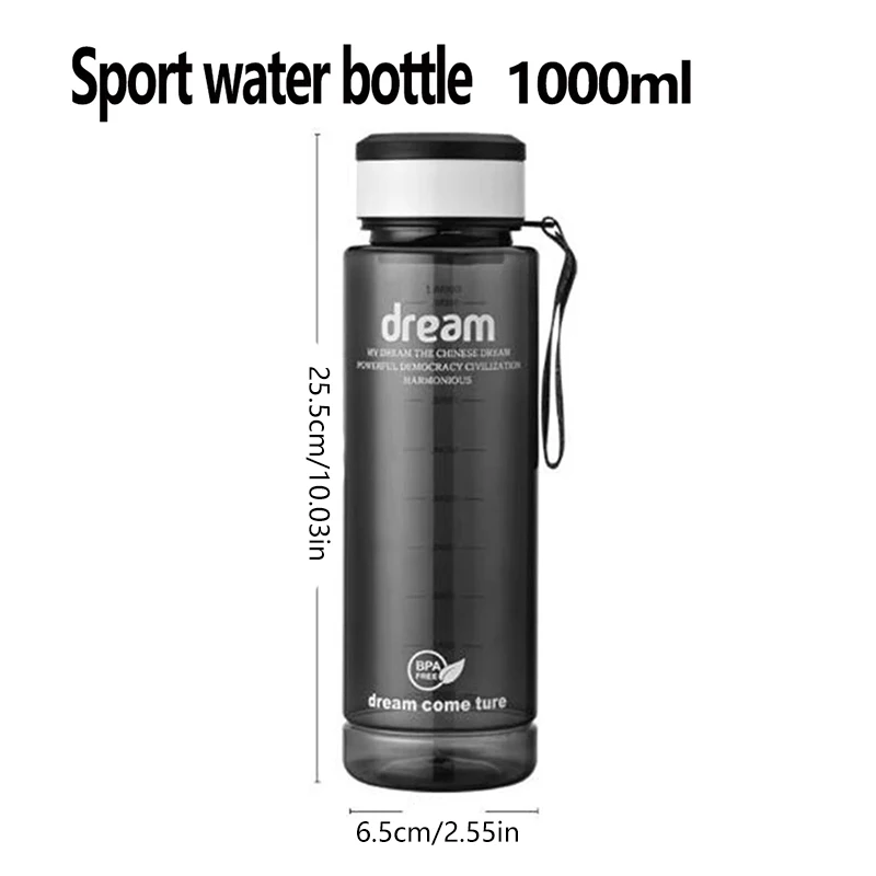 1000ml Water Bottle Outdoor Portable Sport Motivational Water Bottles Leakproof Drinking Bottles For Travel Gym Fitness Jugs