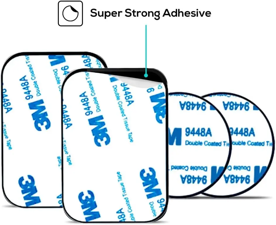 Magnetic Phone Mount Metal Plate Kit - 4 Pack Ultra Thin Black Discs with Strong Adhesive - Universal Car Phone Holder Stickers