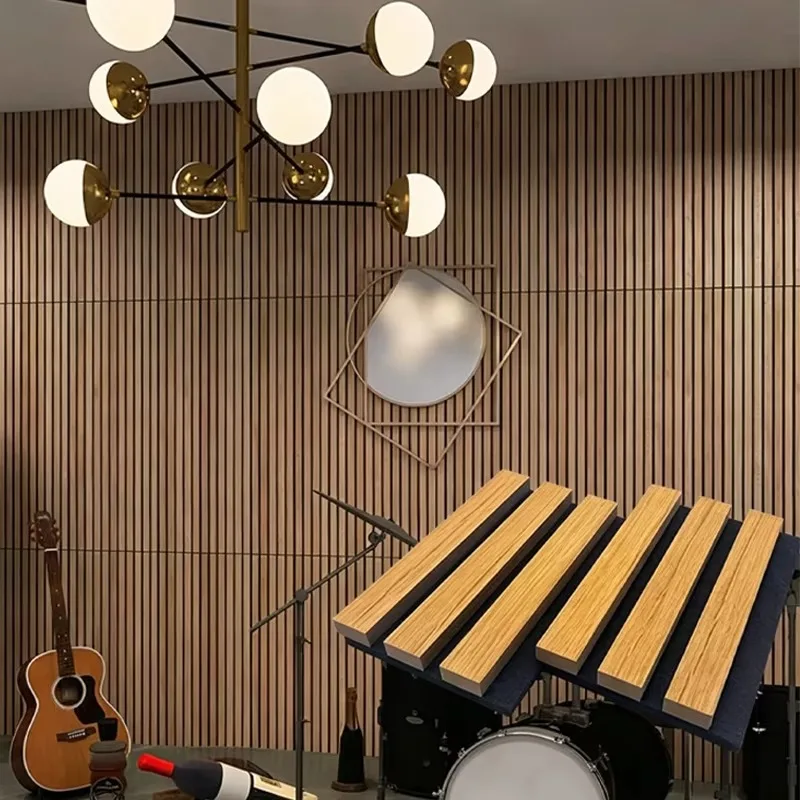 Soundproof Acoustic Wood Wall Panels Slat Interior Wall Decor Wood Paneling for Walls and Ceilings