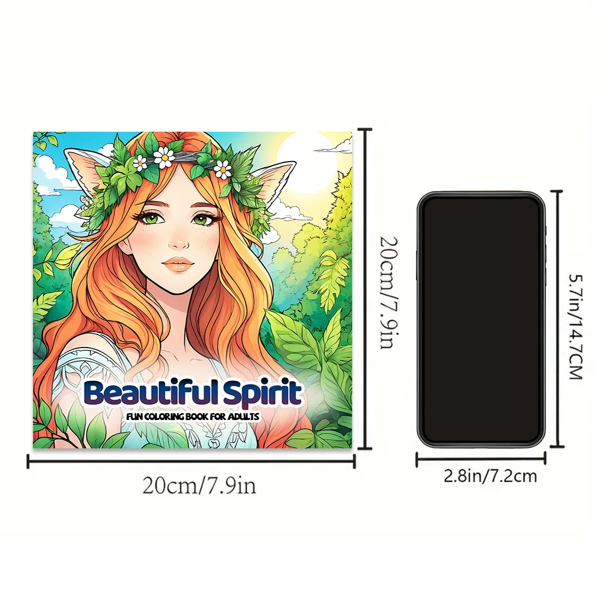 Beautiful Spirit Coloring Book Forest Elf Girl Floral Wreath Nature Greenery Adult Stress Relief Drawing Book