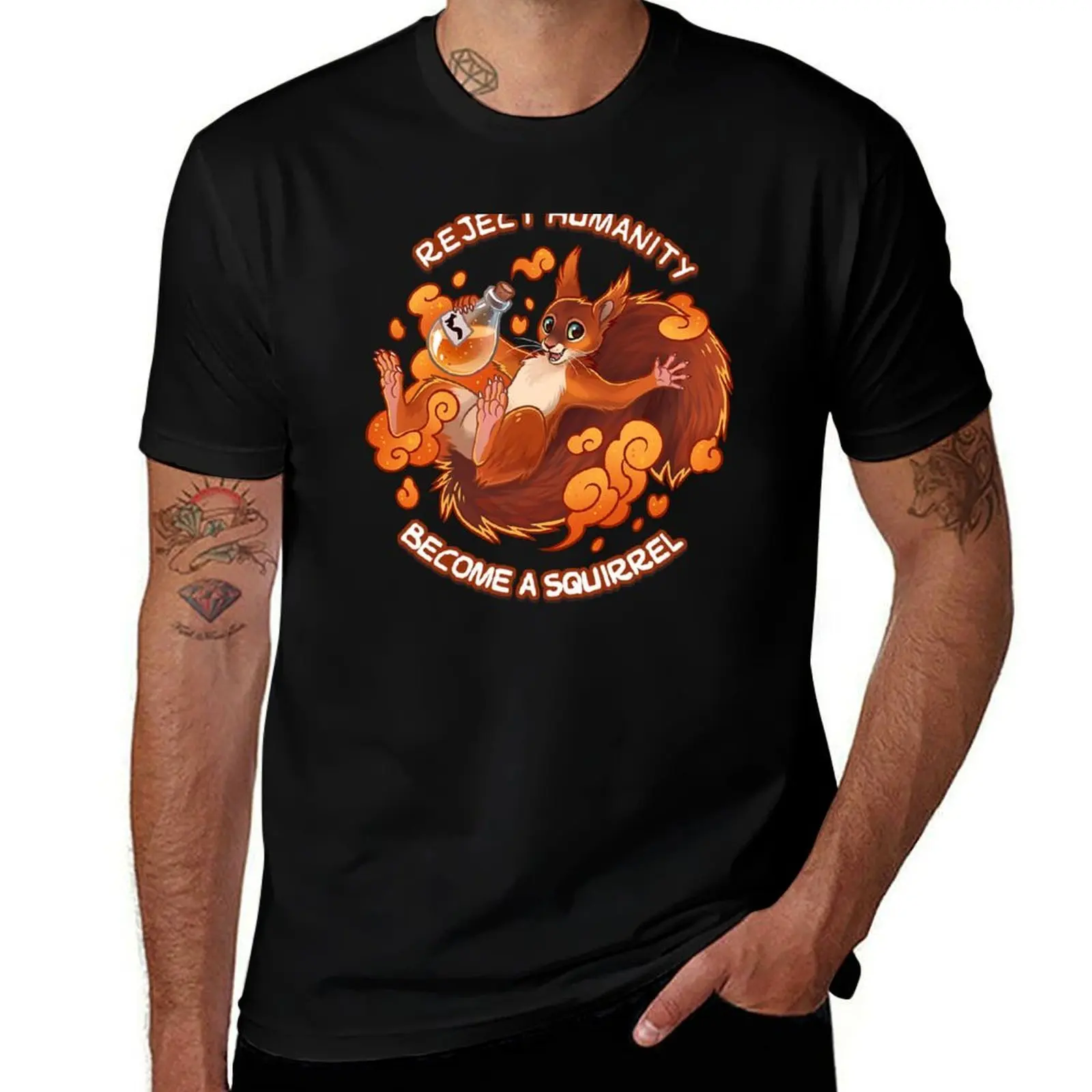 Reject humanity, Become a SQUIRREL! T-Shirt Outdoor Work Short Sleeve Top T-Shirt