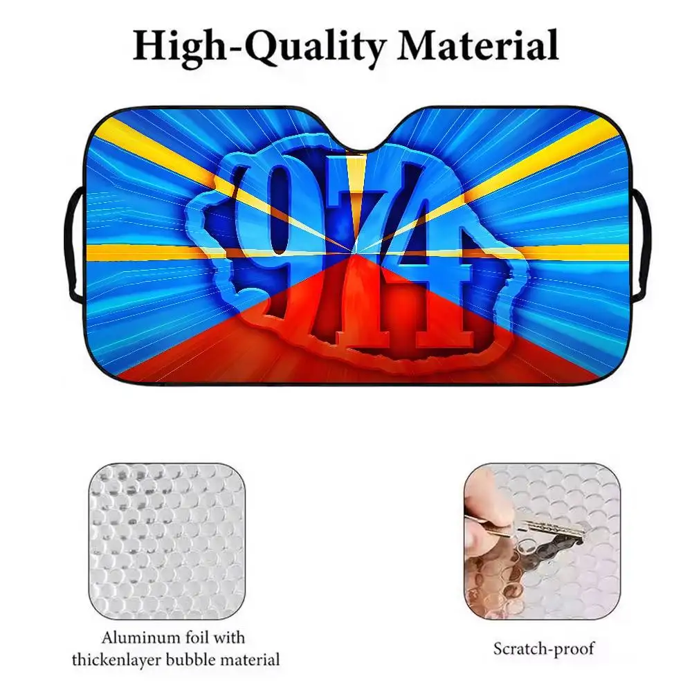 Custom 974 Reunion Island Logo Car SunShade Parasol Car Windshield Sun Shade UV Protection and Interior Cooler