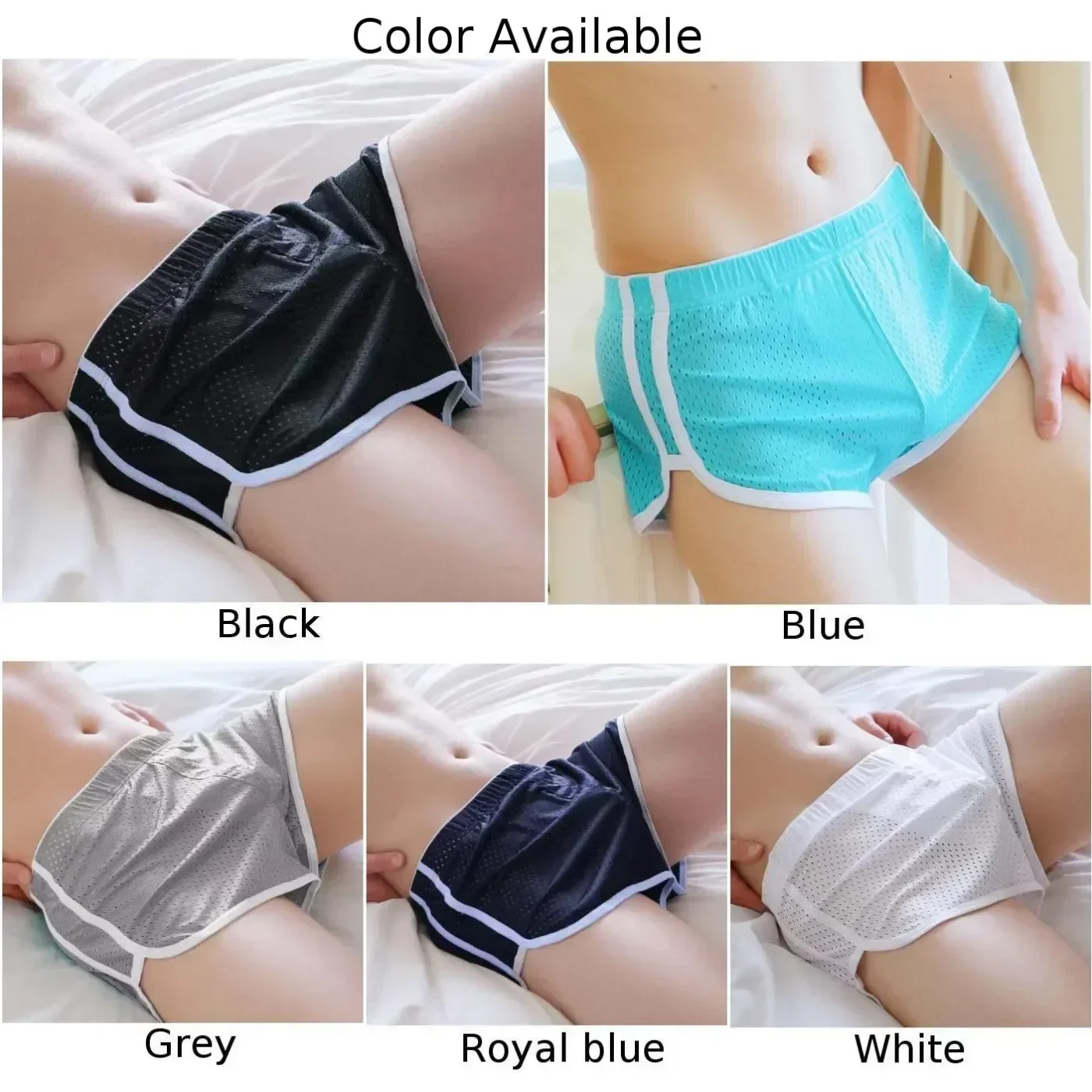 Men Briefs Trunks Ice Sleep Shorts Hollow Underwear Pouch Sexy Underpants Youth Male Silk Bottoms Boxer Lingerie