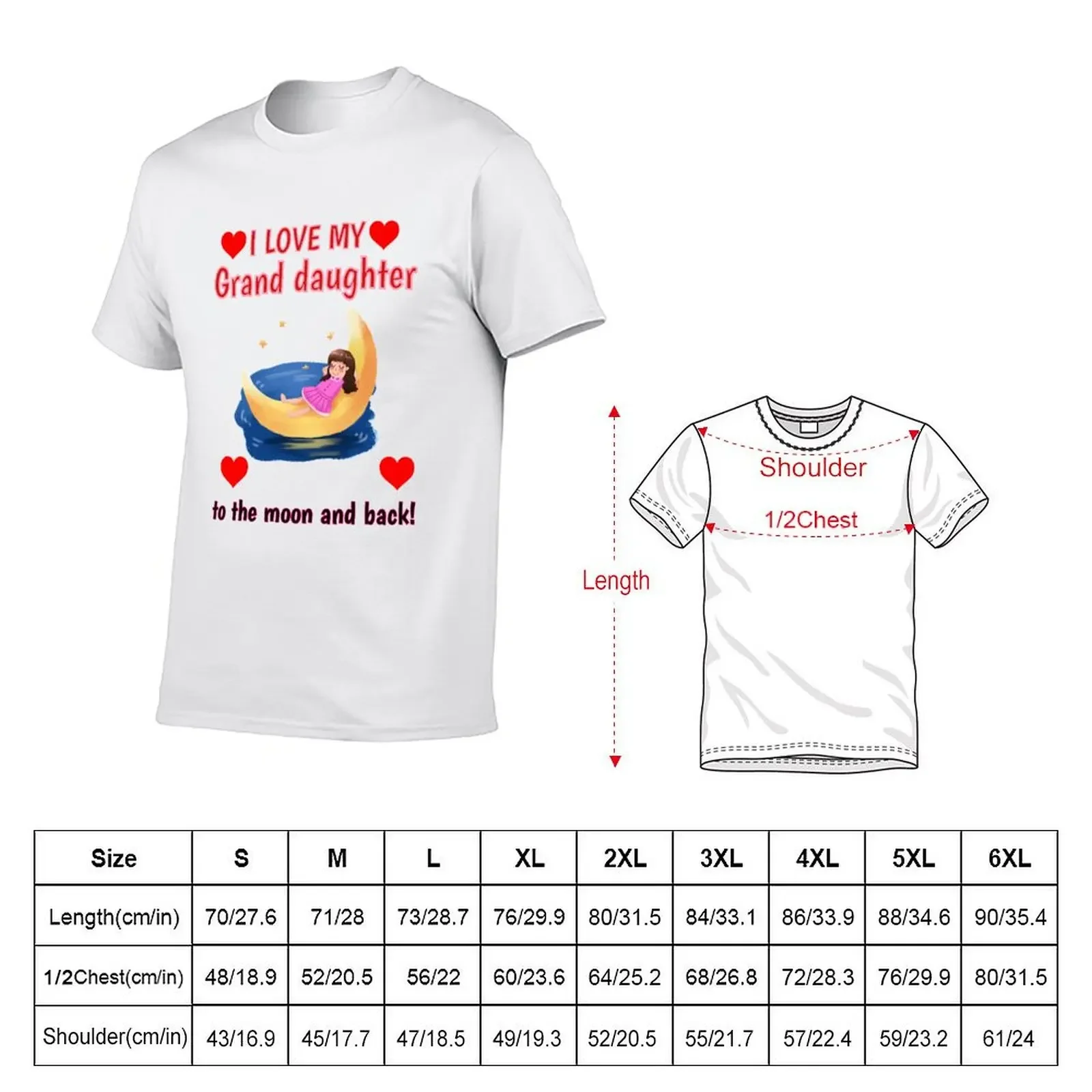 I love my grand daughter To The Moon and Back Half Little Girl T-Shirt korean fashion tops summer top baggy shirts men t shirt