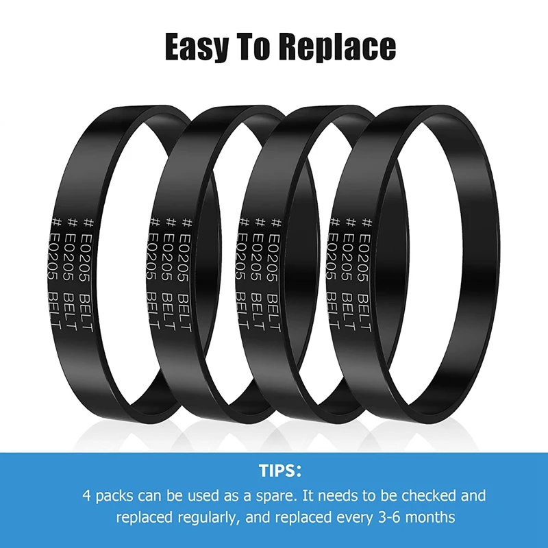 A23T Vacuum Belt for Eureka PowerSpeed Lightweight, 4 Pack E0205 Replacement Belt, Durable Rubber Belt for NEU180 Series