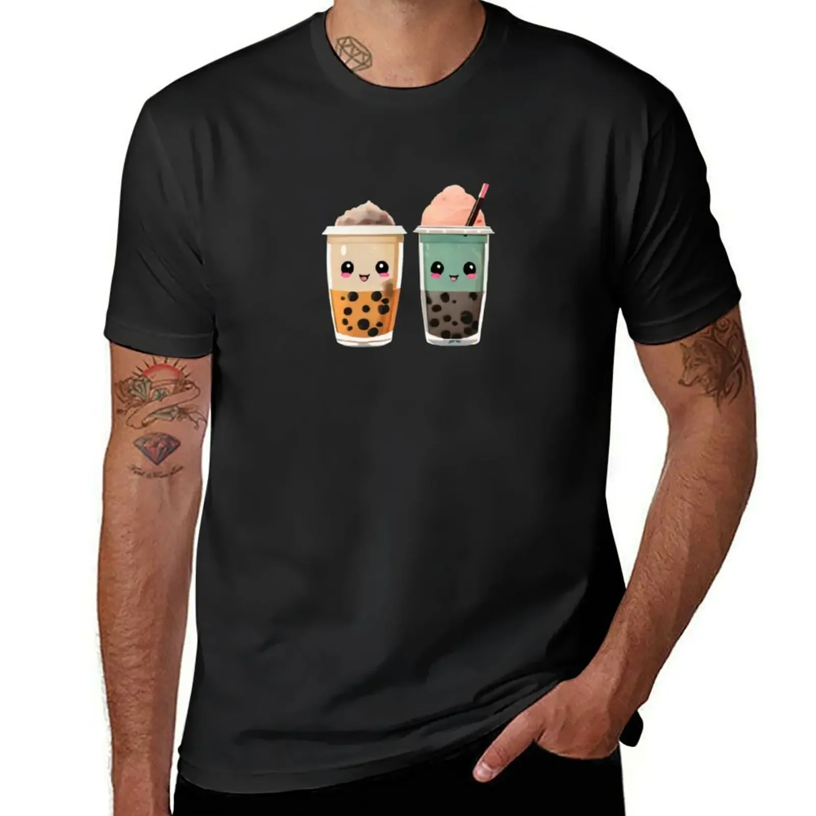 

Bes Teas Boba T-Shirt man clothes blacks croswit shirt man oversized t shirt men