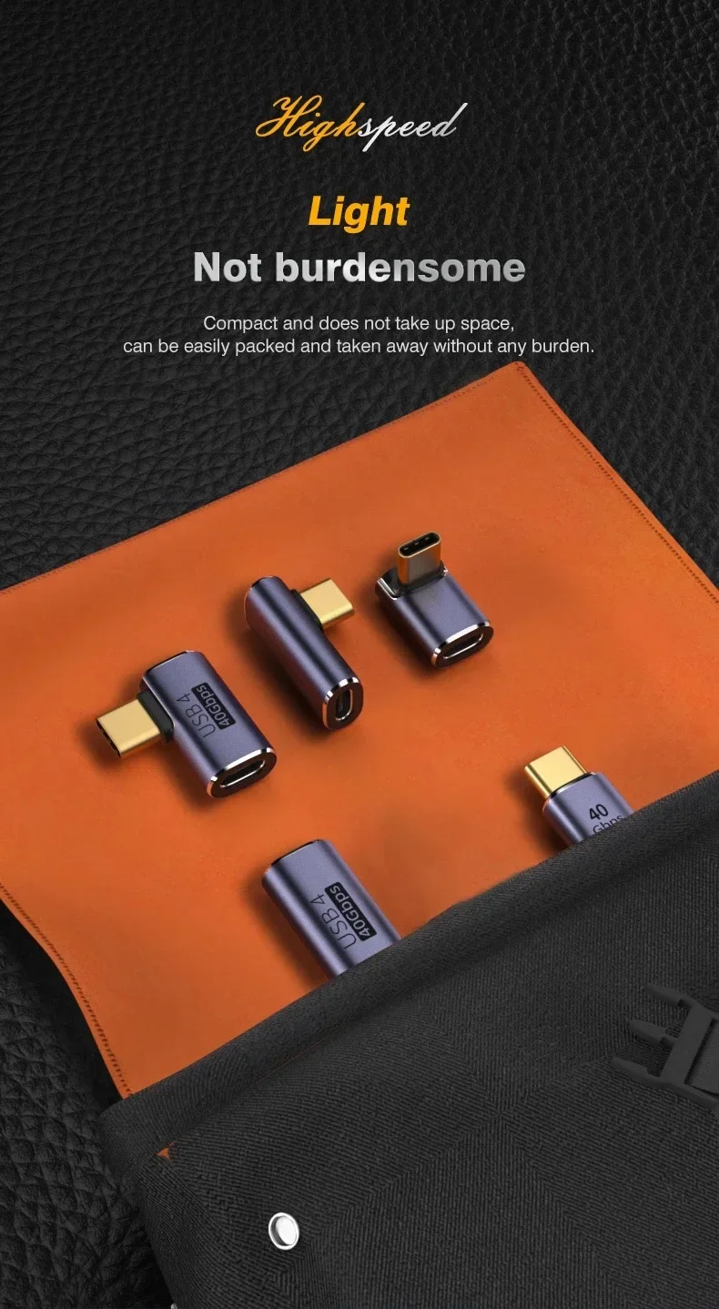 USB C Converter Thunderbolt Type C Adapter USB 4.0 Female to Male Right Angle Elbow USBC Earphone Audio Data Charge Extender