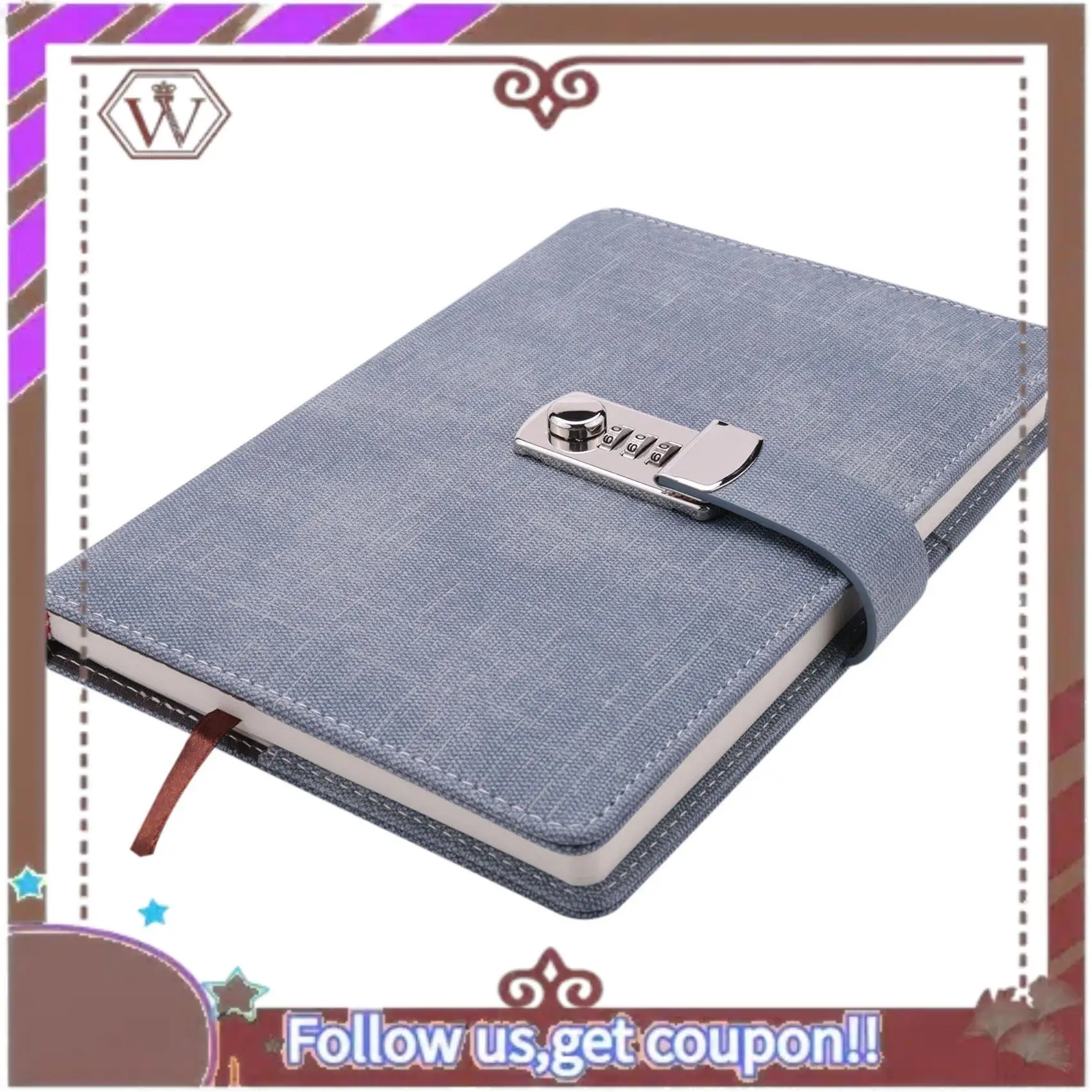 ล่าสุดรหัสผ่านกระดาษโน๊ตบุ๊คล็อคแบบพกพาหนังสือ PU ไดอารี่ล็อค Traveler Journal Weekly Planner โรงเรียนเครื่องเขียน