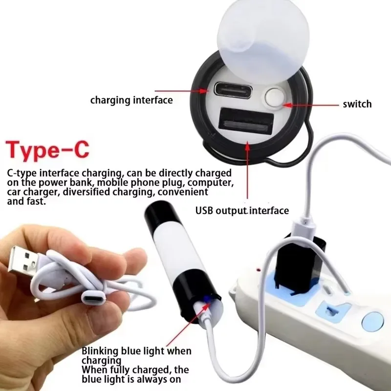 Multifunctional LED camping light hook tent light camping light mounting tripod bracket adapter nut Type-C charging