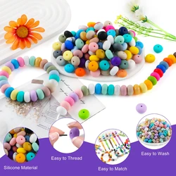Sunrony 50pcs/lot 14mm Abacus Loose Silicone Beads Lentil Bead For Jewelry Making DIY Bracelet Necklace Decoration Accessories