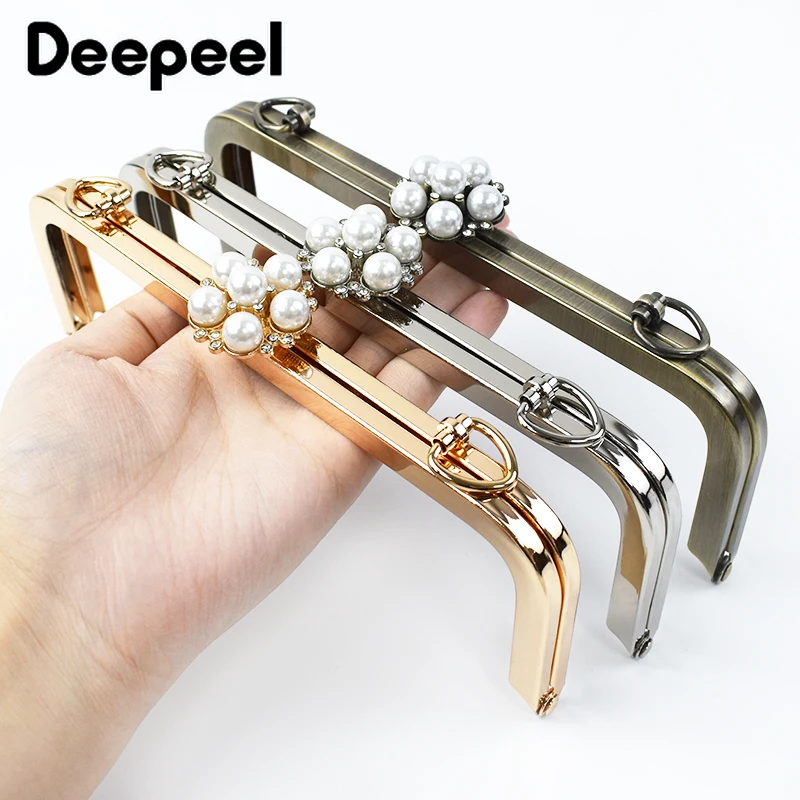 2/5Pcs 20cm Metal Bag Handle Purse Frame Kiss Clasp Crochet Wovenbag Handbag DIY Sewing Brackets Clourse Handles  Accessories