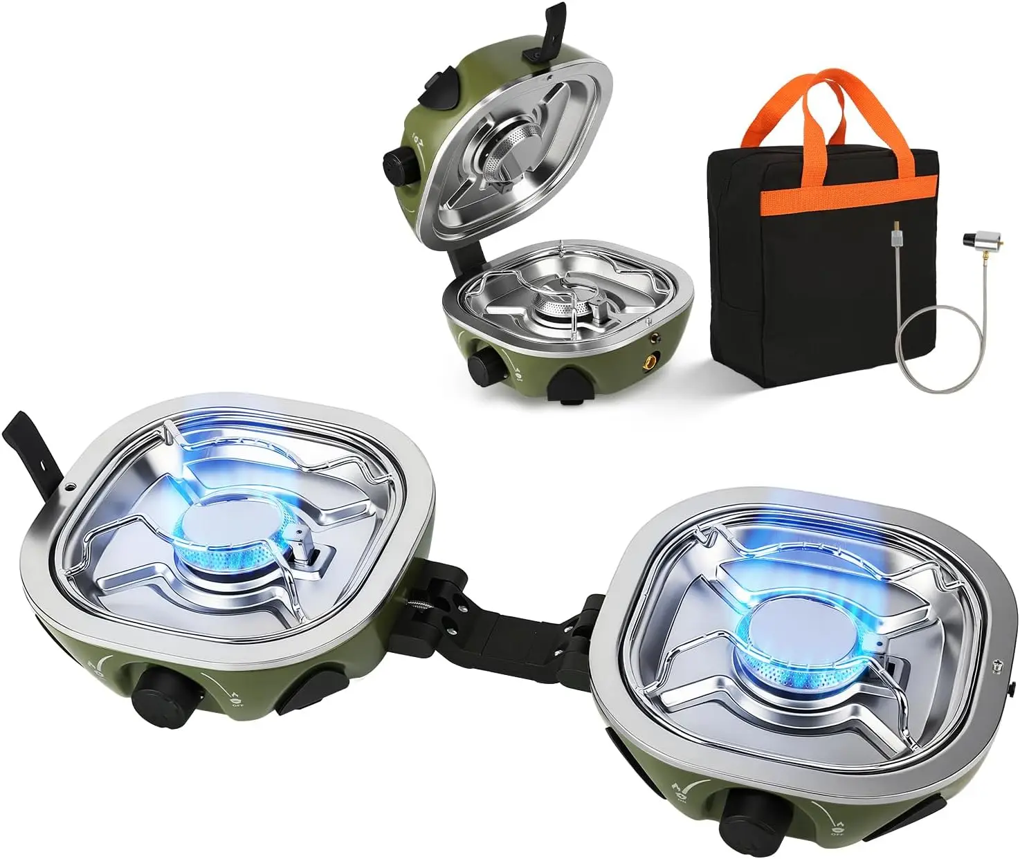 

Походная плита на пропане 20 000 БТЕ — портативная газовая плита с 2 конфорками и регулируемым контролем пламени, пьезозажиганием, сумкой для переноски и пропаном