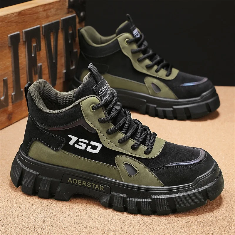 

American Style Big Yellow Boots for Men: Autumn Mid-Top Thickened Sole Work Boots, Men's Genuine Leather Soft Sole Work Boots, R