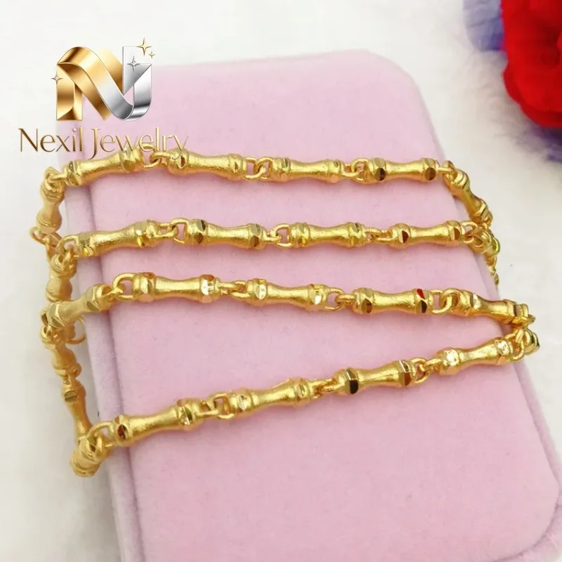 Nexil Jewelry   Nexil Jewelry  Sandblasted Bamboo Women Men's 24K Gold AU999 Necklace - Smooth fit, high-end gold, blessing, sty