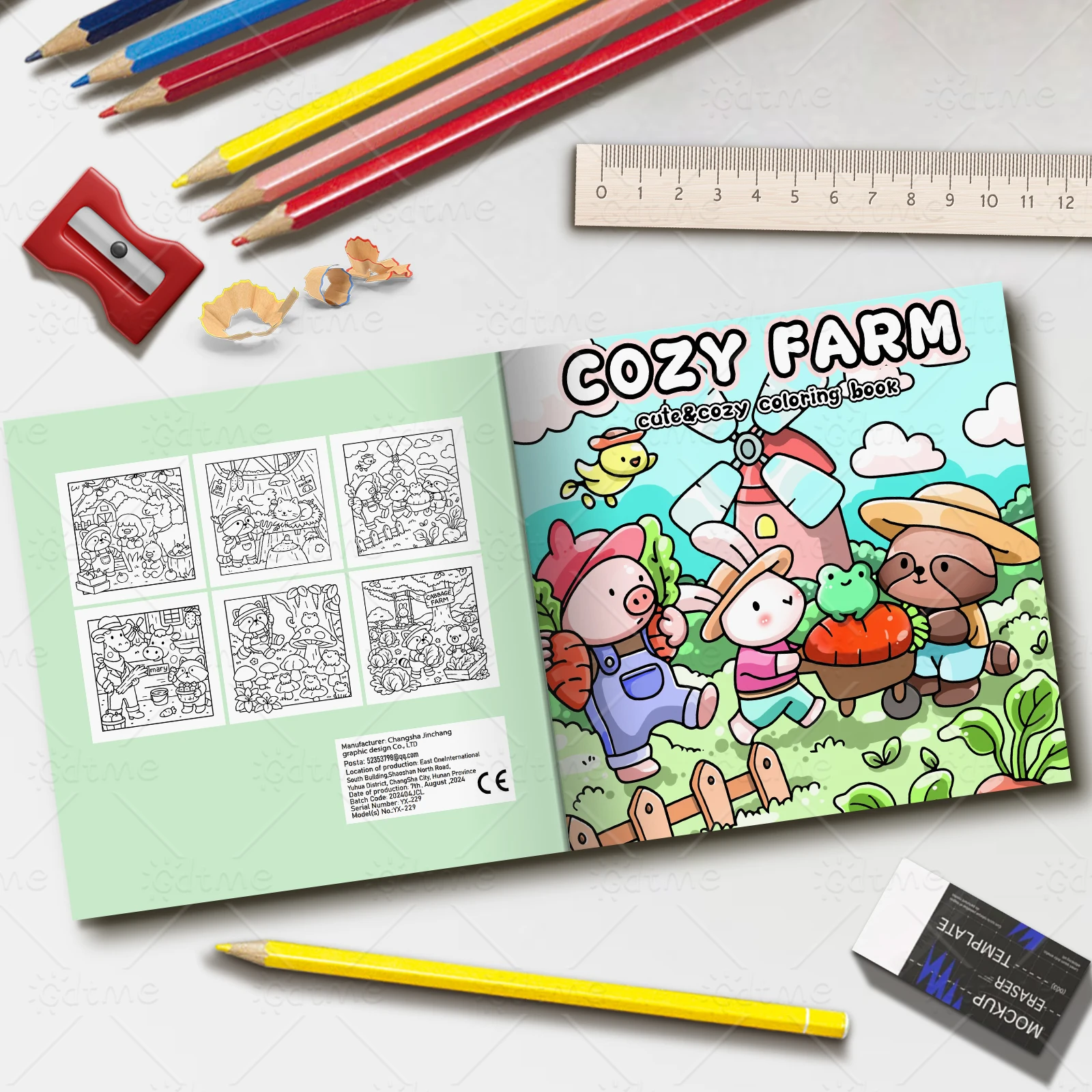 COSY FARM Mutige, einfache Muster, Malbuch für Erwachsene, süßes Zeichenbuch, perfektes Geschenk für Party und Geburtstag – Detail 3