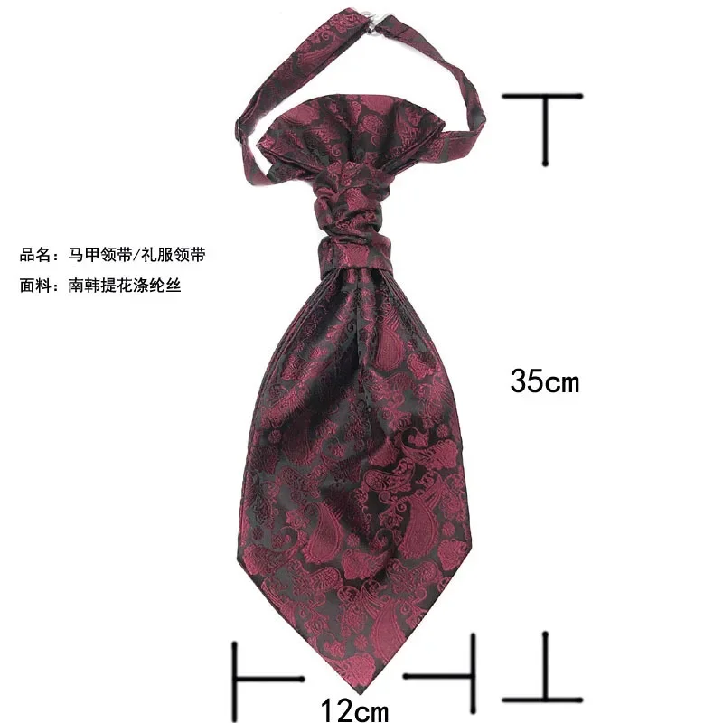 35*12cm Vest Neck Tie Cravat Man\'s Dress Suit Tuxedo Double Hong Kong Knot Tie Neckwear Ascots Gentleman Neckties Party Pre-Tied