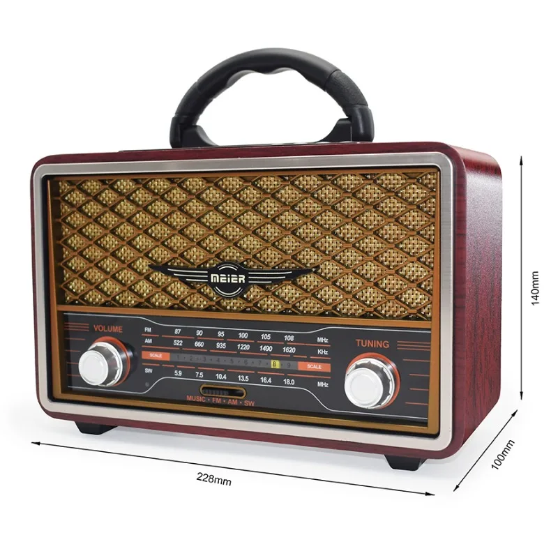High Quality Wooden Retro Portable Radio Music Player AM/FM/SW Multifunction Bluetooth Speaker Subwoofer Card Audio Caixa De Som