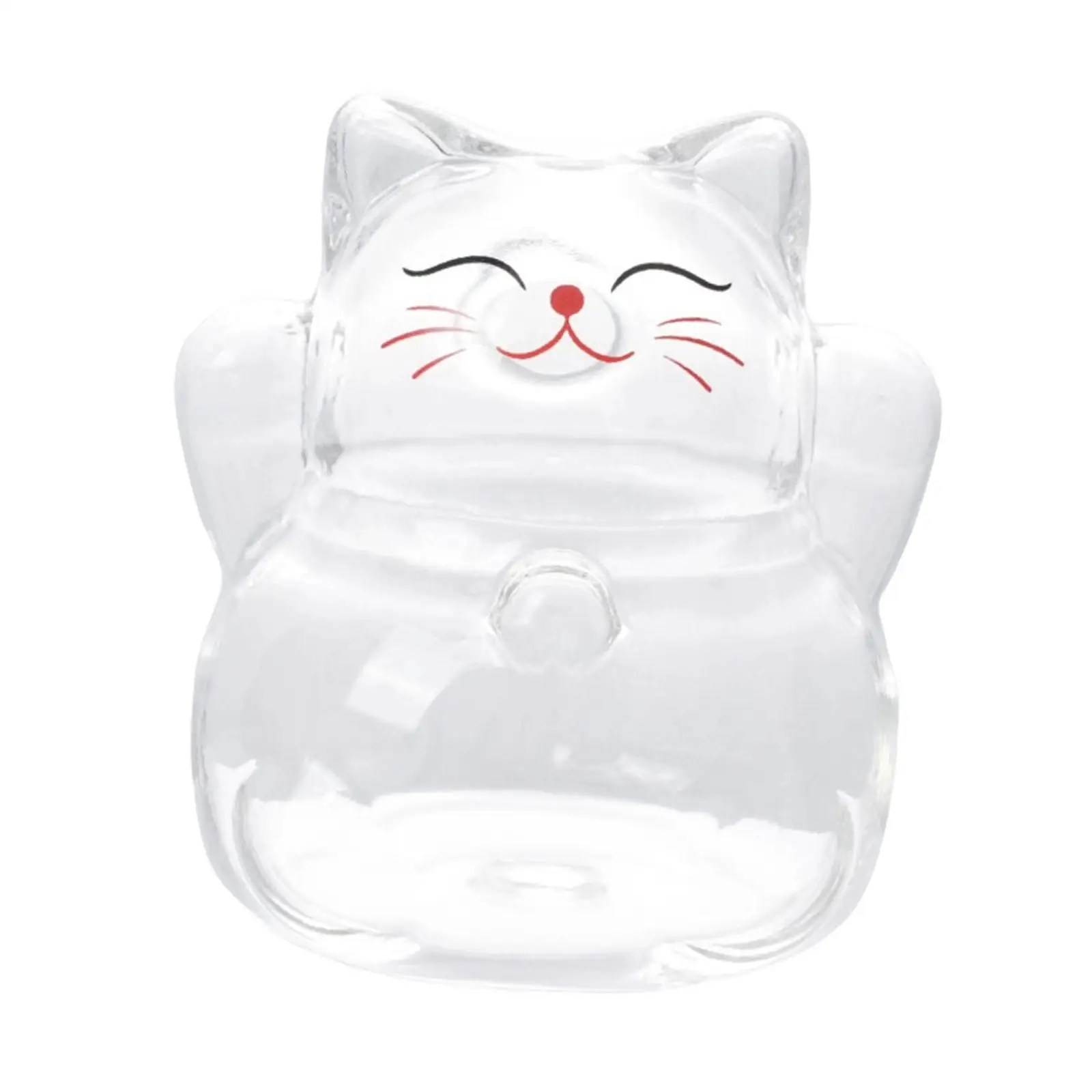 Cat Shaped Glass Money Bank Creative Tiny Piggy Jar Transparent Storage Bottle for Office or Home
