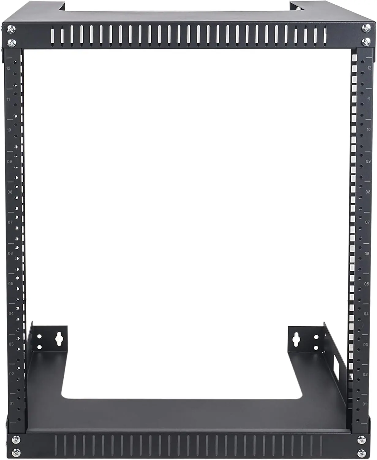 

2-Post 12U Wall Mount Open Frame Rack, 16" Depth, for Servers, IT Equipment, Network Devices, AV, Patch Panels (ST2PWOR-12U)