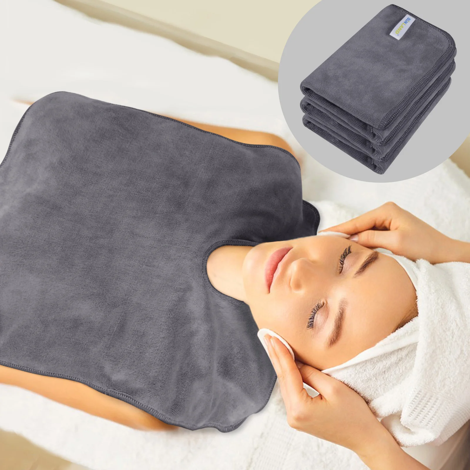 Beauty Salon Skincare Massage Towel Microfiber Custom U Shape Treatment Neck Facial Face Wrap Towel Spa Magic Tape Warmer Soft