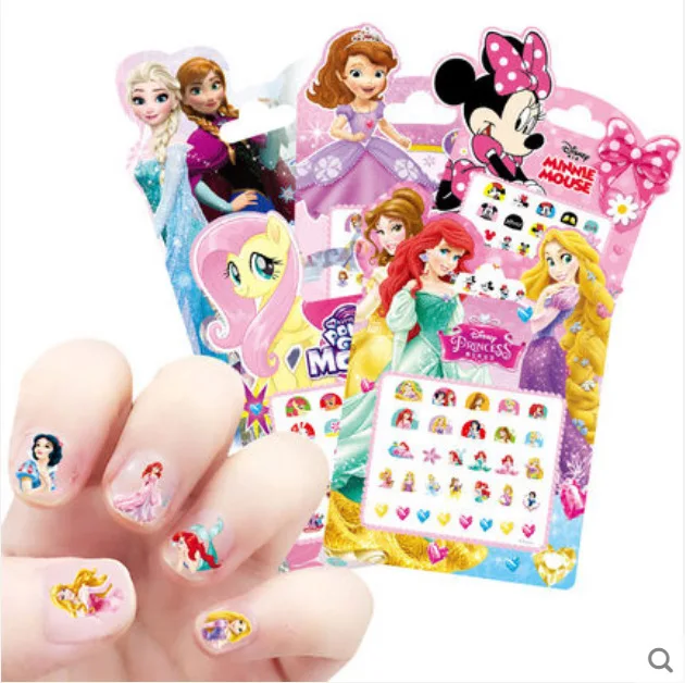 Disney Nail Sticker Frozen Sofia Princess Minnie Cartoon Character Child Girl Nail Applique Birthday Gifts for Girls