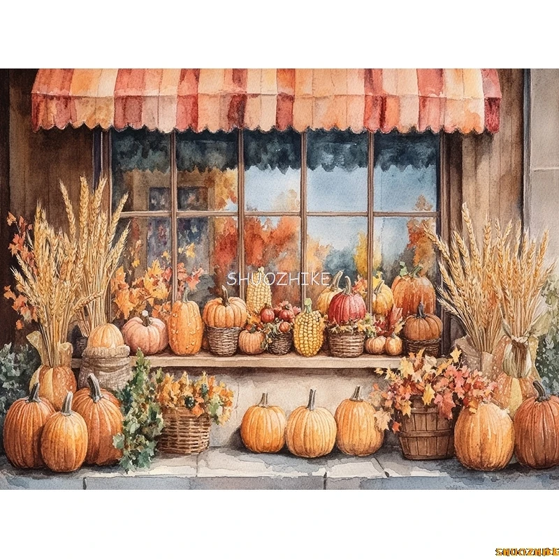 خلفيات تصوير فوتوغرافي للقرع الخريفي ليوم الهالوان ، الدعائم ، أوراق القيقب ، الفزاعة ، المزرعة ، الحصاد ، خلفية عيد الشكر ،
