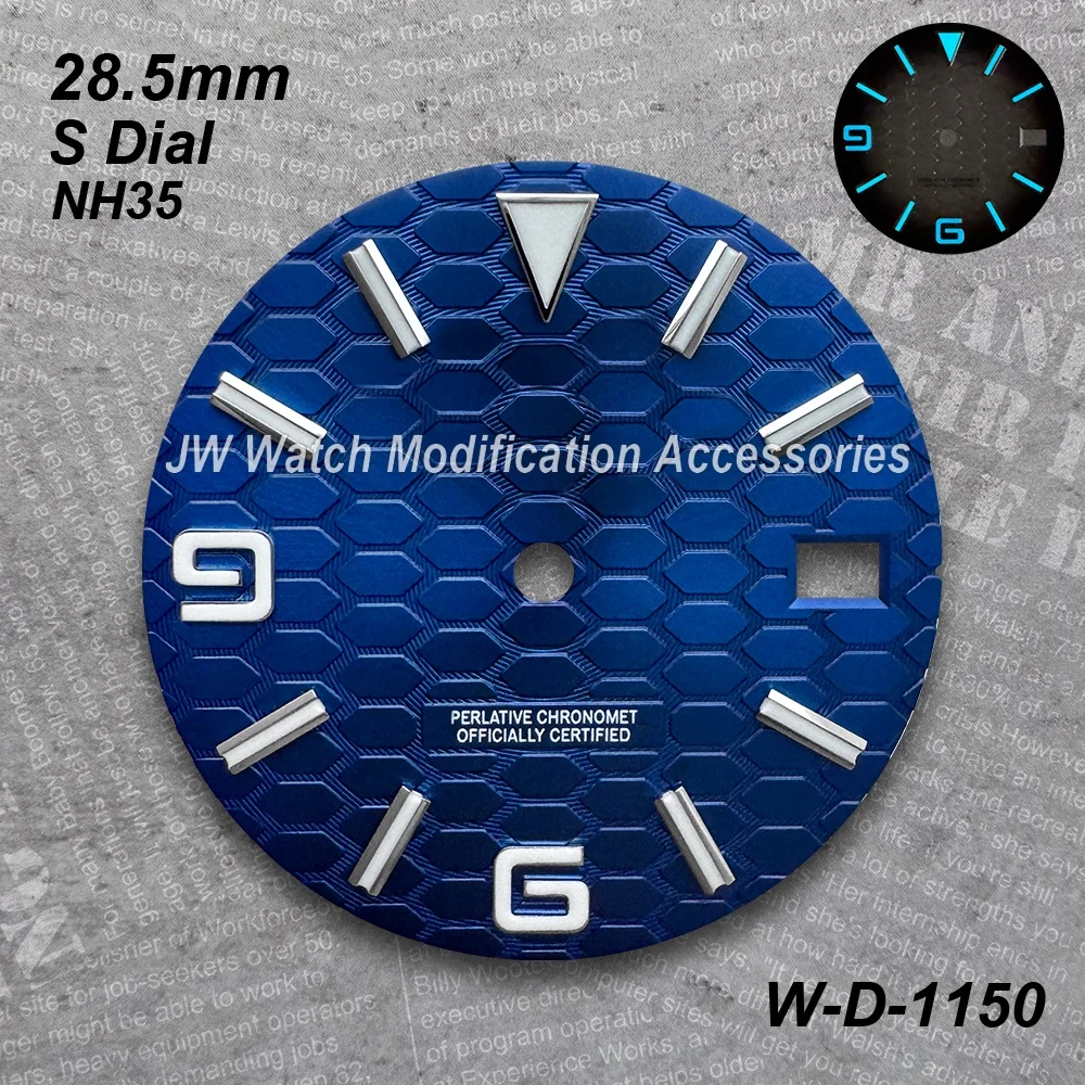 28.5 مللي متر S شعار نمط جديد الغوص الهاتفي ل NH35 الحركة اليابانية الجليد الأزرق مضيئة ساعة عالية الجودة تعديل الملحقات