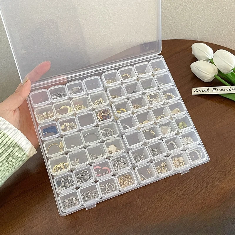 Caja organizadora de joyas de viaje transparente con diseño antideslustre | Compartimentos ajustables para collares, pendientes y anillos | Portátil T
