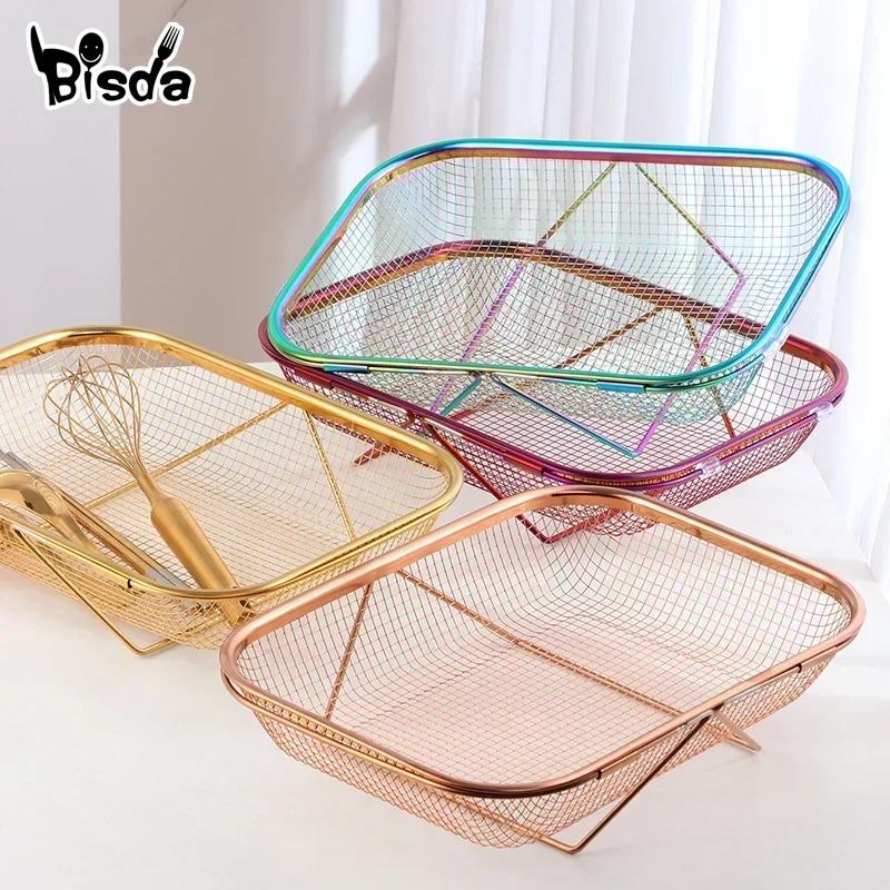 1/2PCS Adjustable Kitchen Organizer Stainless Steel Vegetable Washing Drainer Basket Sink Accessories Kitchenware Fruit Storage