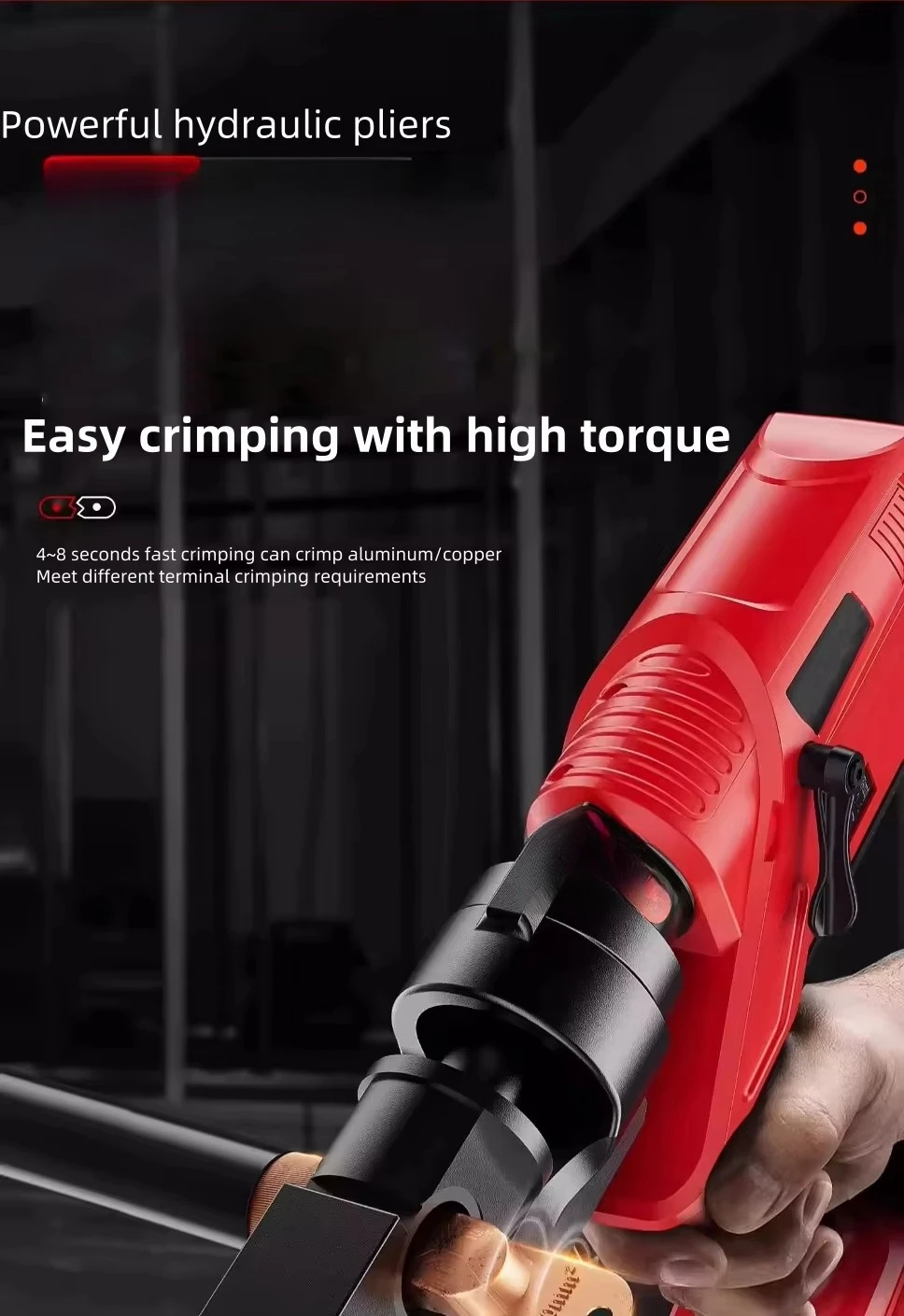 Alicate hidráulico elétrico de lítio com junta de cobre Design sem fio para ônibus e cabo