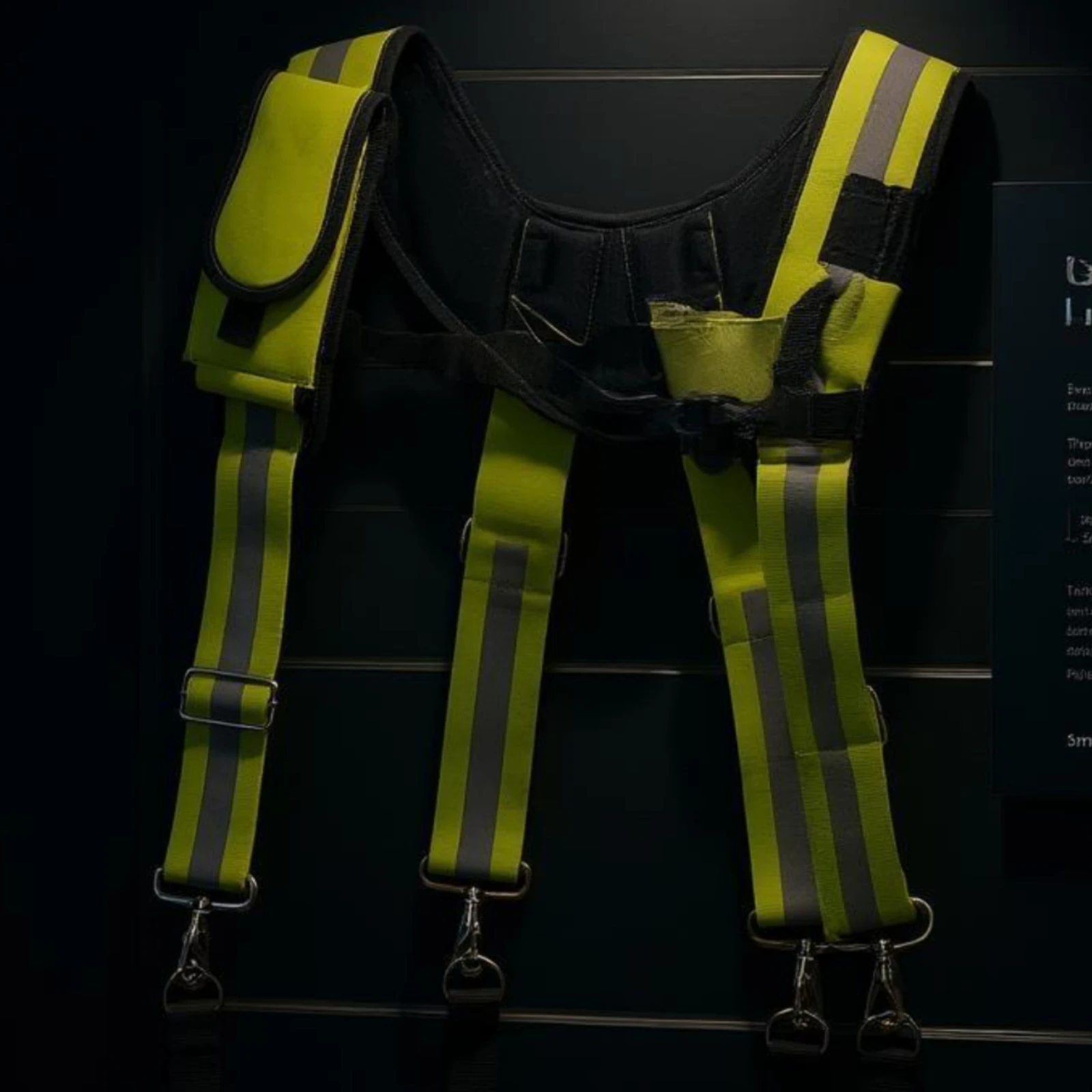 X-Shaped Tool Harness Fluorescent Green Padded Tool Suspenders Suspender Harness Metal Clips Work Gear Weight Distributing 3