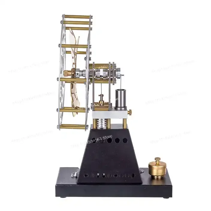 Vintage 4‑Blade Heat Powered Stirling Engine Fan – Physics Science Experiment Model Kit for Desktop