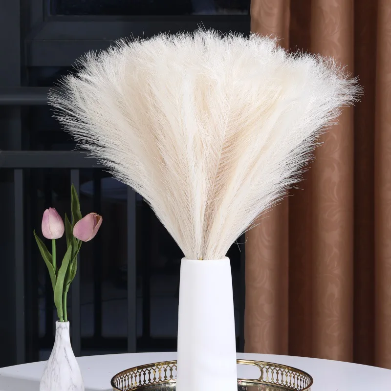 10pcs 55CM Fluffy Pampas Grass Artificial Flowers Bouquet Boho Home Decor Fake Plant Reed Flower for Wedding Party Decoration