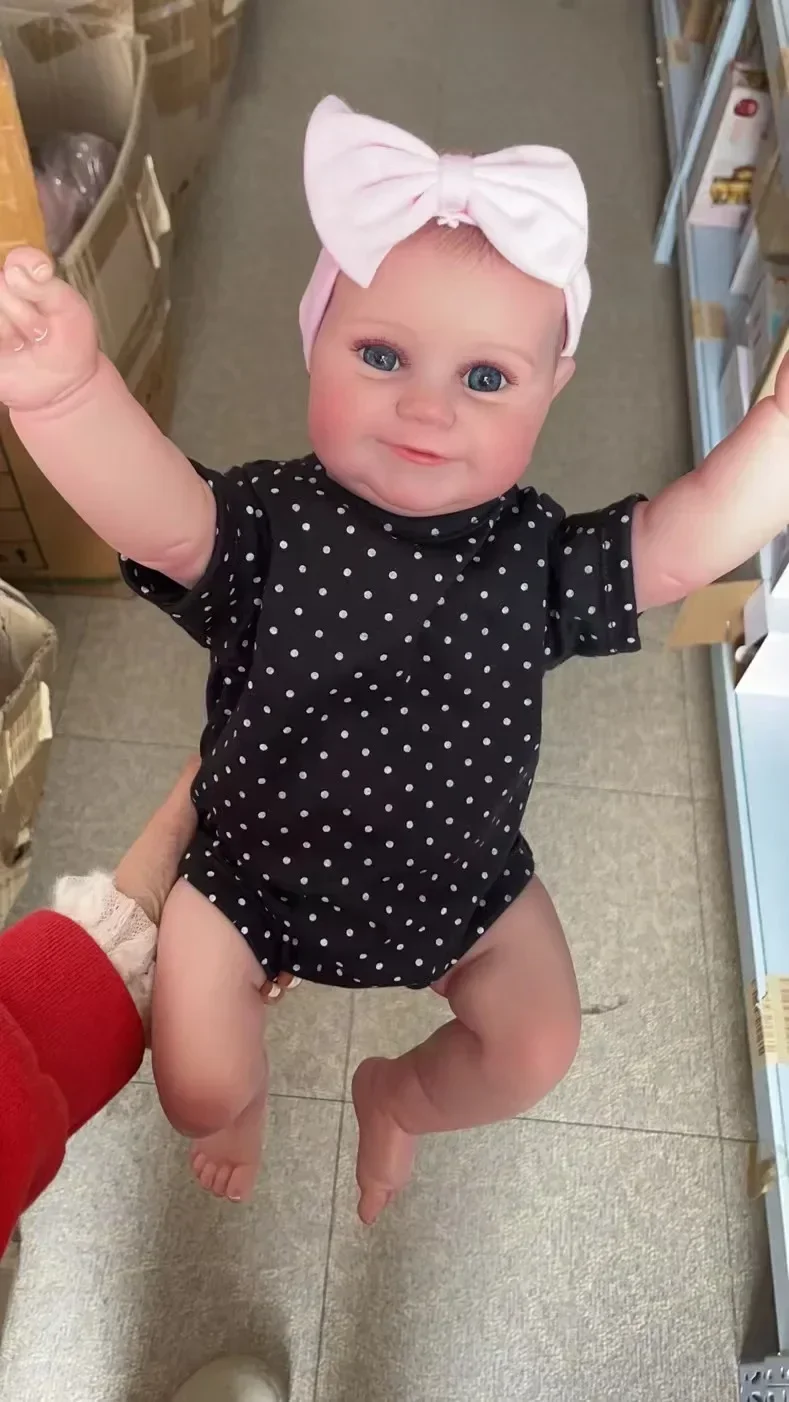 Boneca maddie reborn, 50cm, sorriso, menina, silicone completo, pele 3d realista, venis, muitas detalhadas, pintadas, coleção de arte popular