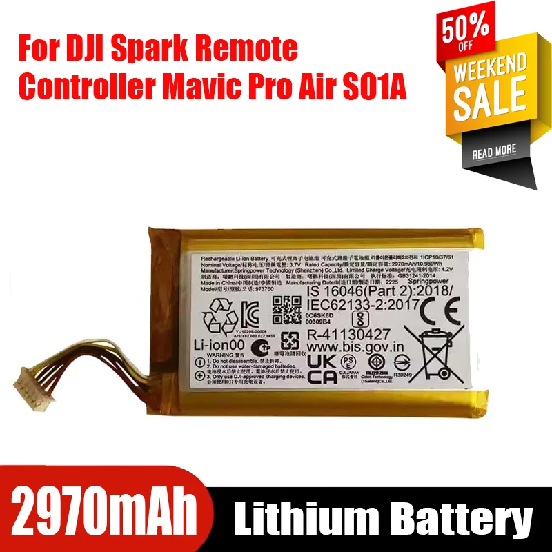 

2970mAh Drones Battery for DJI Spark Remote Controller Mavic Pro Air SO1A 973760