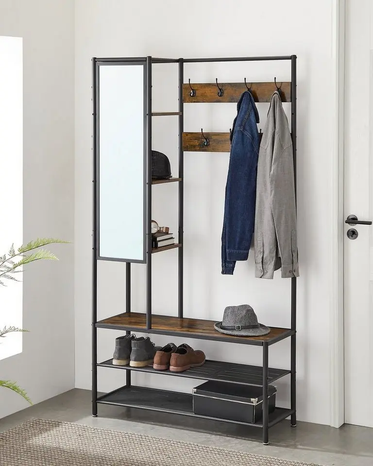 VASAGLE coat rack wardrobe, with shoe bench, 35x98x182 cm