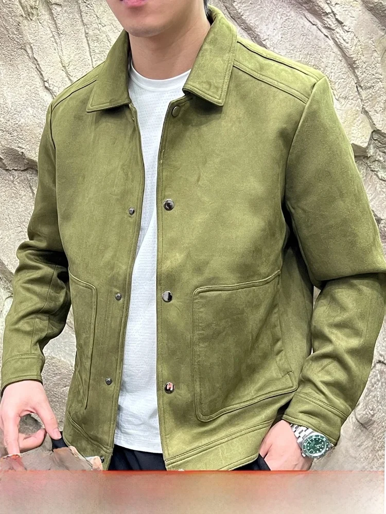 

Ele повседневное мужское пальто Jaet из высококачественной замши, эластичное дышащее осенне-зимнее пальто с откидным воротником, длинное пальто-стойка