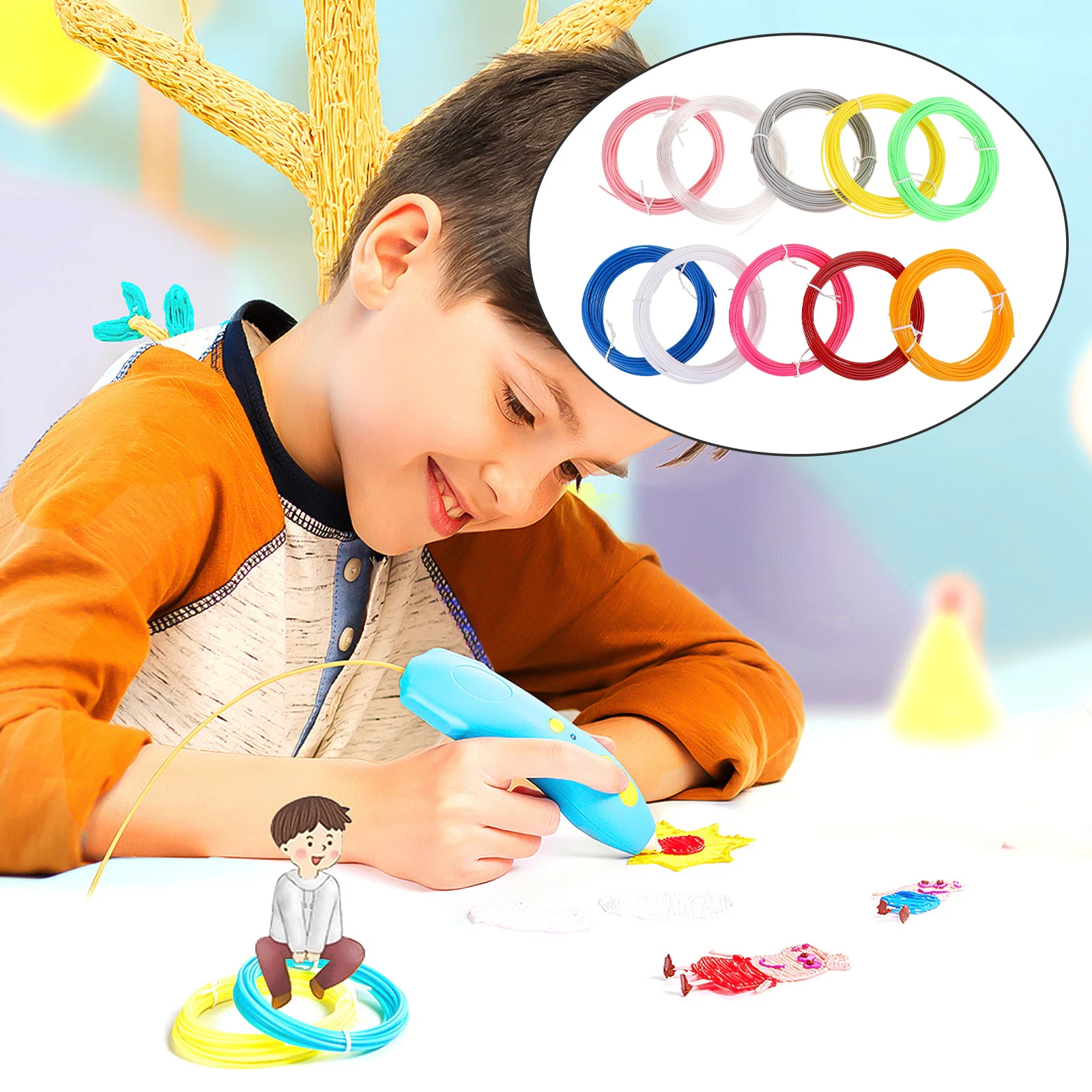 

10pcs 3D Printing Refills Precision Diameter Environmentally Friendly High-Grade Plastic No Clogging for Kids