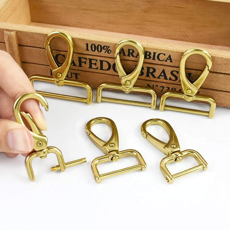

1/2/5Pcs Meetee 15-40mm Solid Brass Buckle Detachable Hook Loop Rotating Lobster Buckles Pet Collar Snap DIY Leather Accessories