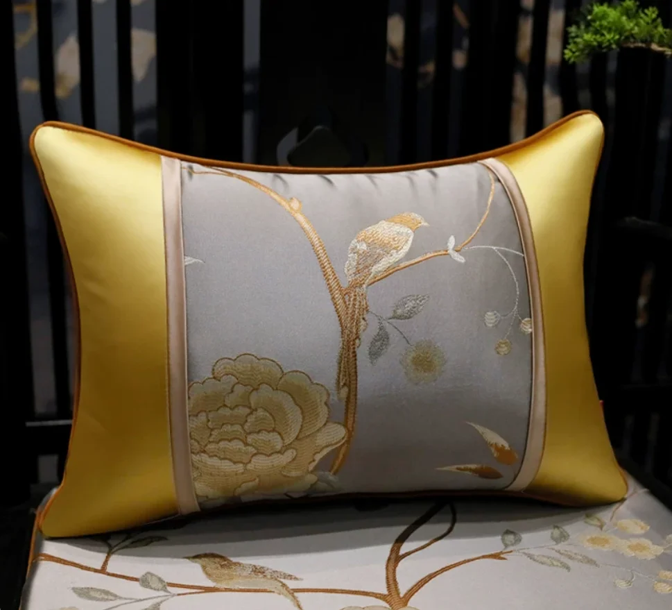 Throw Pillows for Chinese-style Mahogany Sofa, Living Room Back Cushions, Lumbar Pillows for Beds, Headboard Backrests Cover