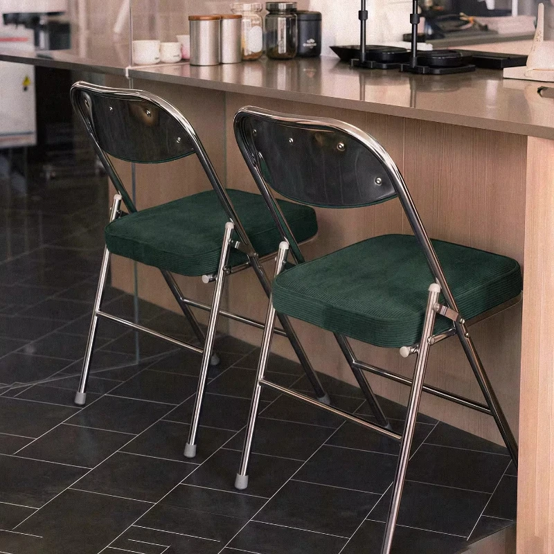 Mid Century Folding Portable Dining Chairs Padded Backrest Dining Chair Stool Coffee Kitchen Home Office Makeup Vanity Seat