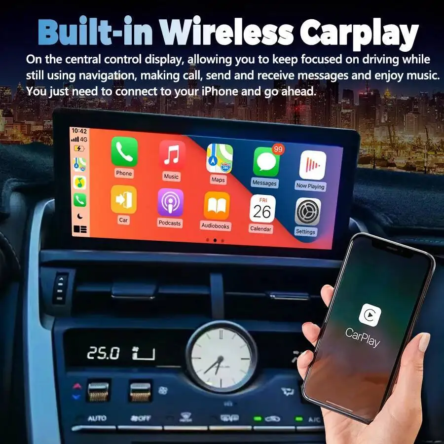 BT DSP car radio 10.25''Android 14 For Lexus NX NX200 NX200T 300h 2018-2021 Navi video player with canbus CarPlay 8+256GB Stereo