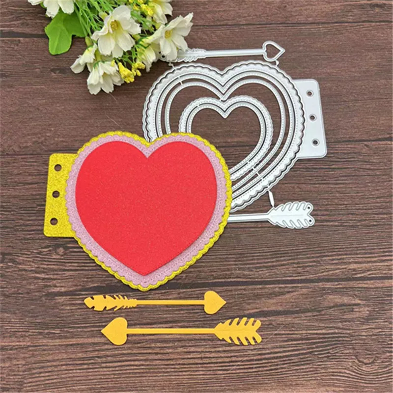 Herz Set Lesezeichen Rahmen Metall Stanzformen Schablonen für DIY Scrapbooking dekorative Prägung Handwerk Vorlage