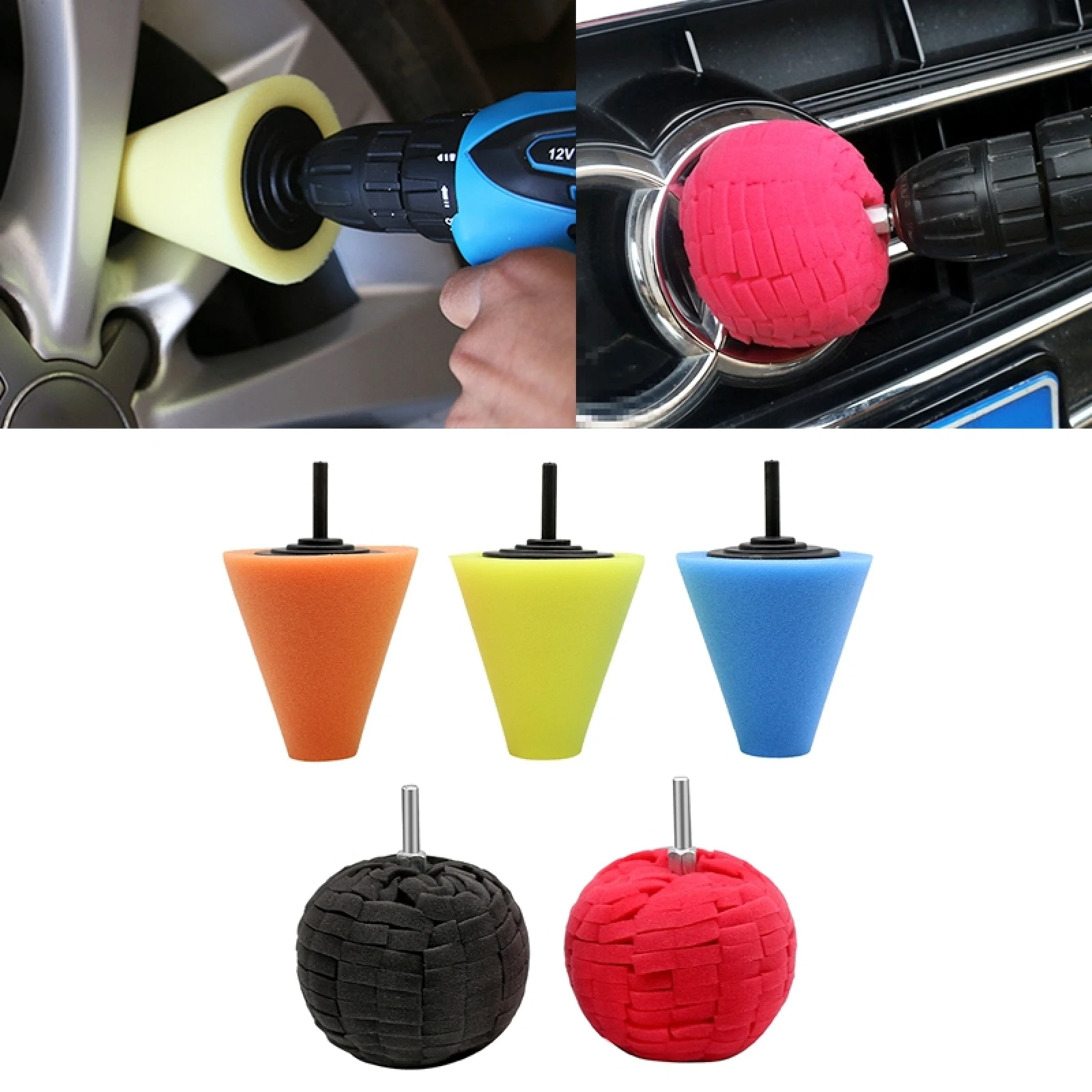 

5 in 1 3 Inch Car Polishing Disc Set Wheel Rim Polishing Waxing Sponge Wear-resistant Throw-resistant Longer Service Life