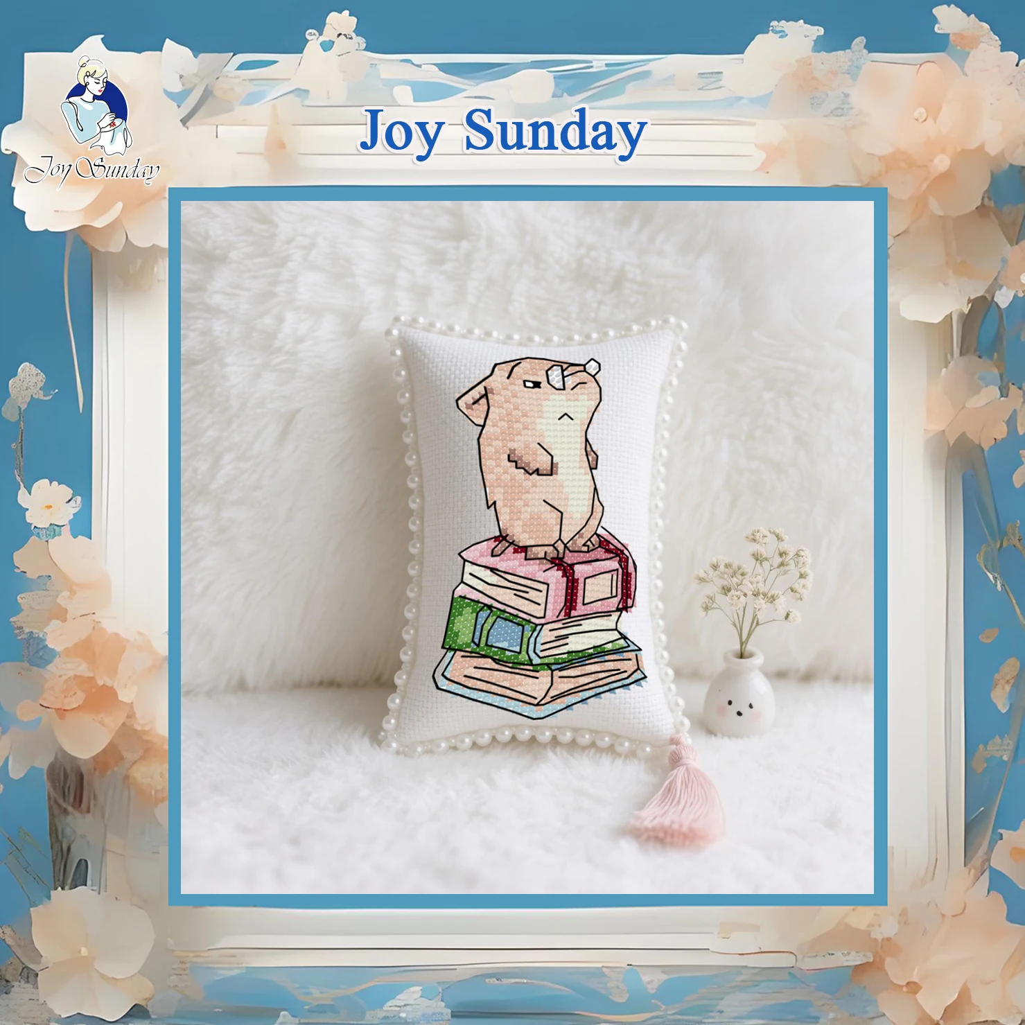 

Joy Sunday Pre-printed Cross Stitch Kit Easy Pattern Aida Stamped Fabric Embroidery Set-Dr. Hamster