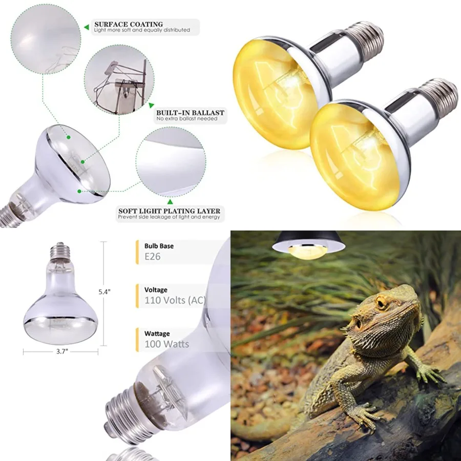 

100W UVB UVA Reptile Light, Reptile Heat Lamp Basking Bulb for Bearded Dragon, UVB Bulb Basking Light for Reptiles…
