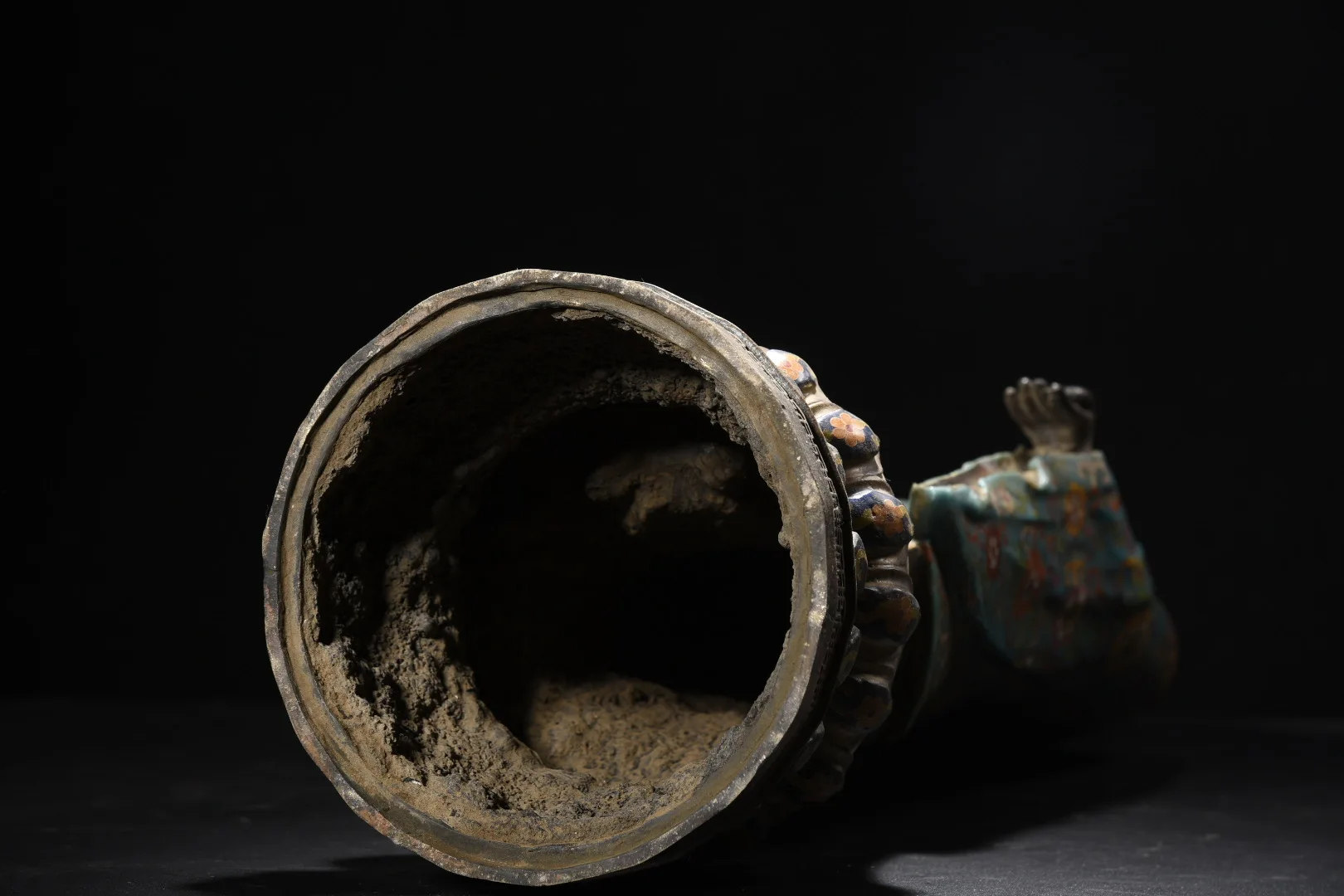 

24"Old Bronze Cloisonn Enamel Parinirvana Shakyamuni Station Buddha Lotus Terrace Worship Hall