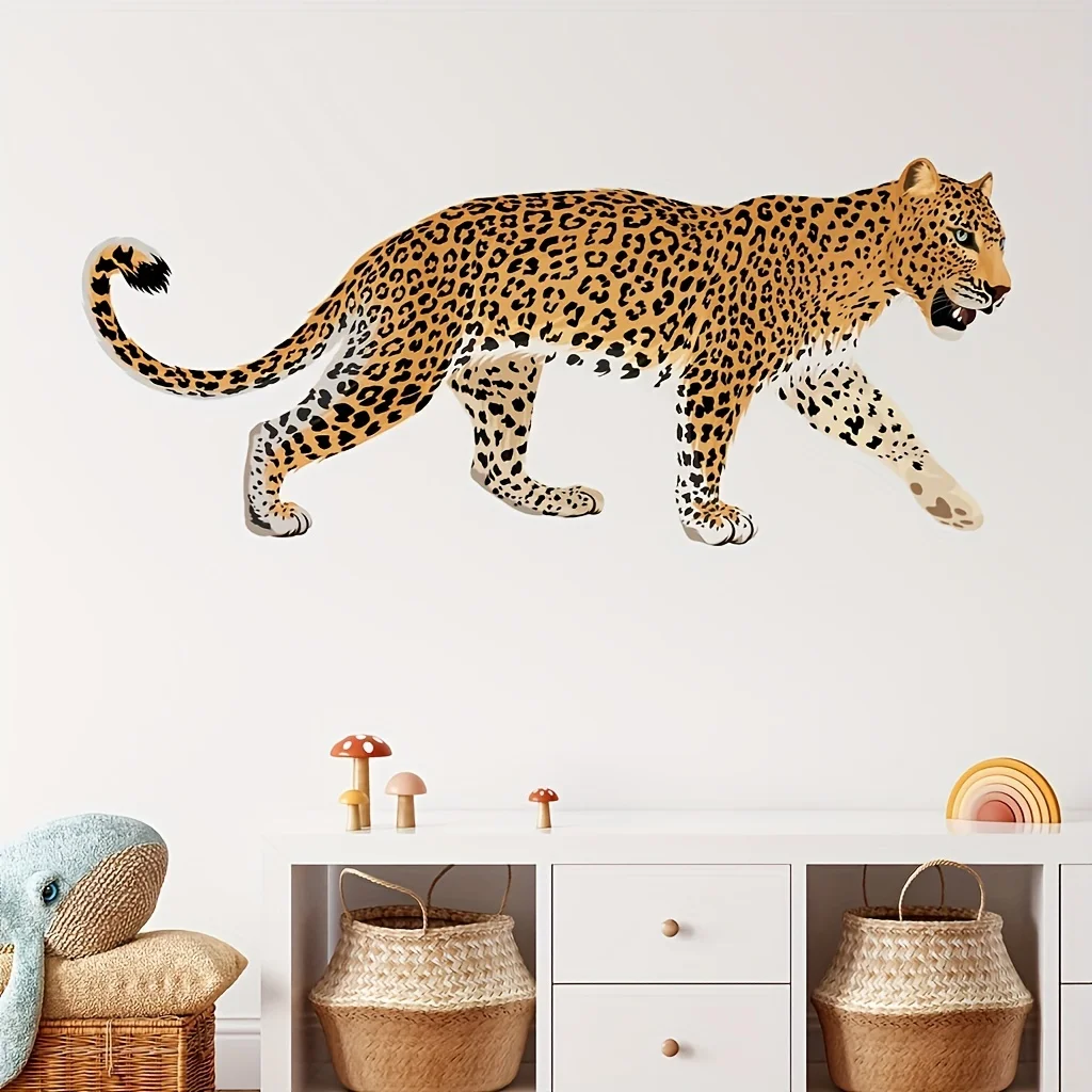 Leoparden-Wandaufkleber, kreatives Schlafzimmer, Wohnzimmer, Badezimmer, Vinyl-Aufkleber, Wandzubehör, kratzfeste Tierhaus-Dekoration