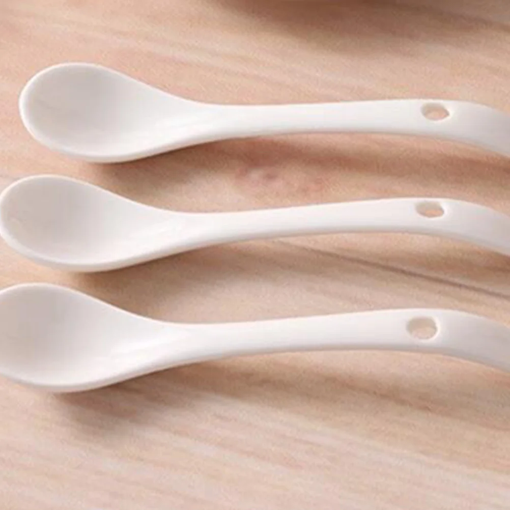 

12Pcs Ceramic Soup Spoons 14cm Heat Resistant Multi-Function Tableware for Home Coffee Tea Soup Spoons