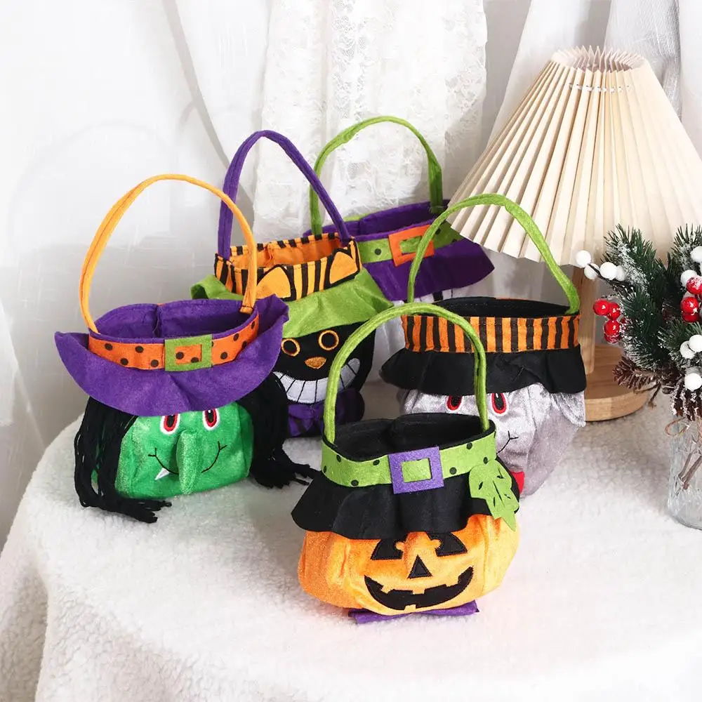 Party Trick Or Treat Gift Basket Tote Bags Pumpkin Handbag Halloween Candy Bag Loot Bag